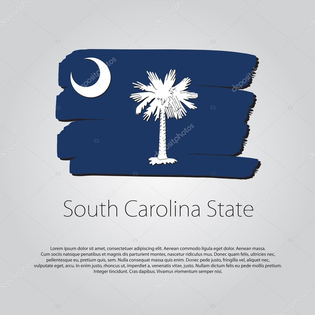 South Carolina State Flag with colored hand drawn lines in Vector Format