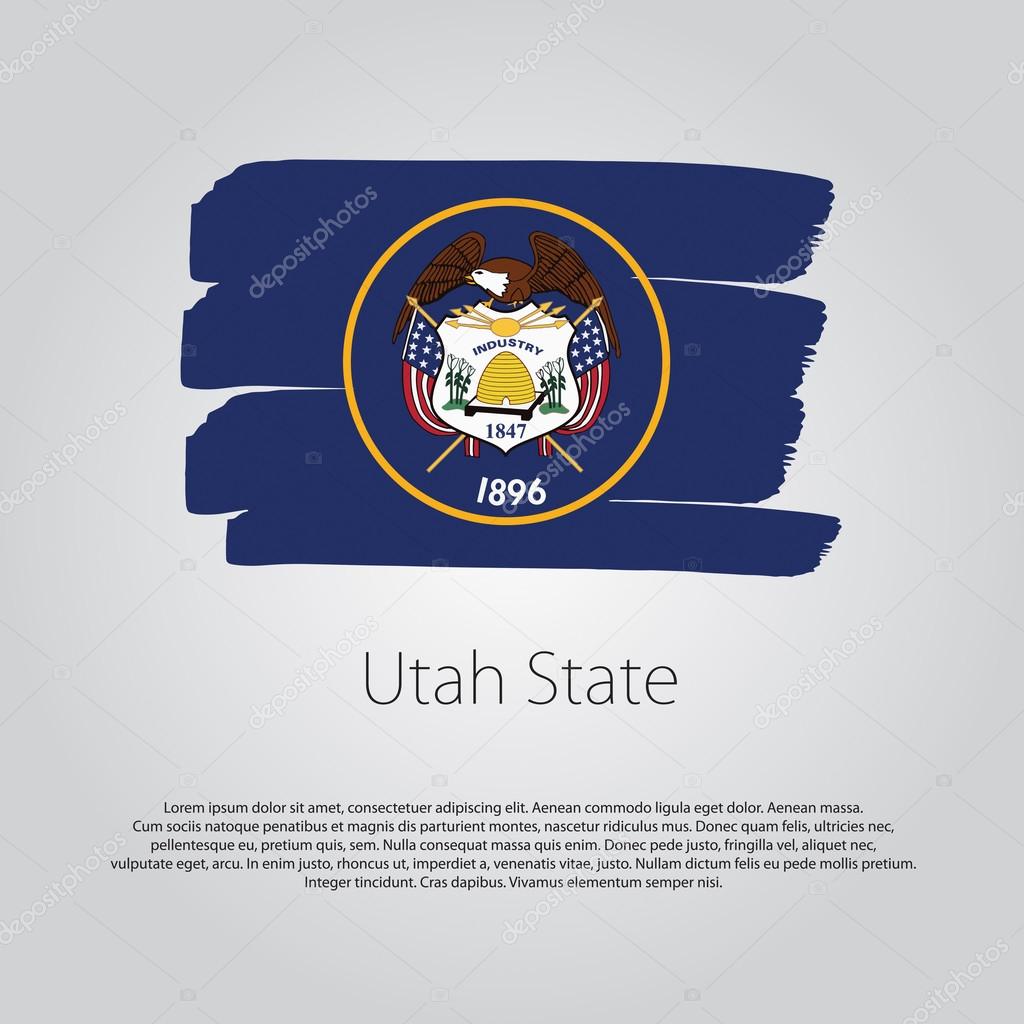 Utah State Flag with colored hand drawn lines in Vector Format