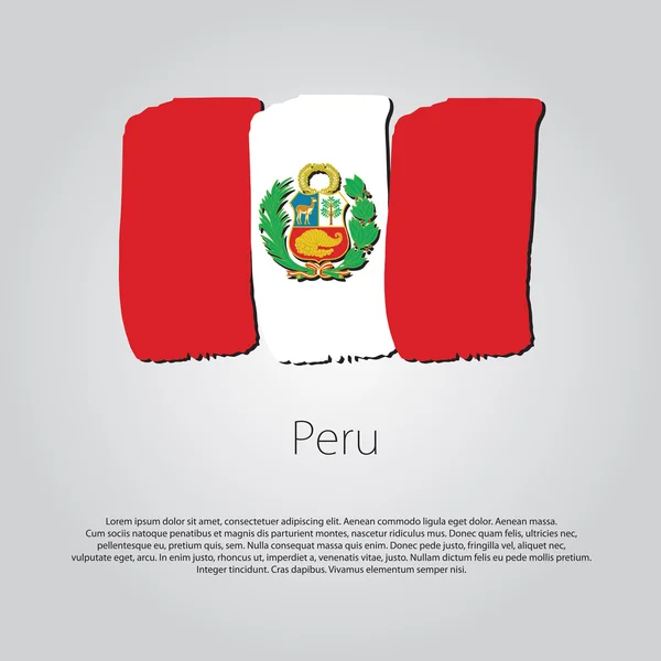 Bendera Peru dengan garis gambar tangan berwarna di Formasi Vektor - Stok Vektor