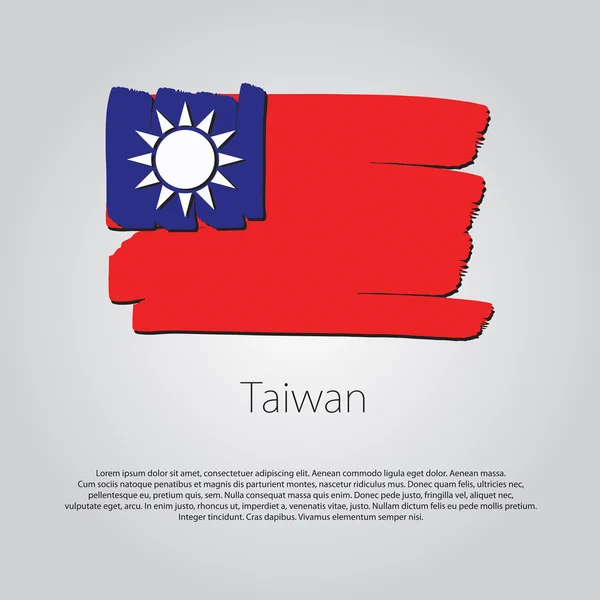 Bandeira de Taiwan com linhas desenhadas à mão coloridas em formato vetorial — Vetor de Stock