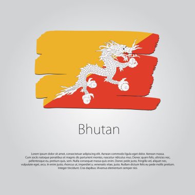 Renkli el çizgileri vektör biçiminde Bhutan Bayrağı