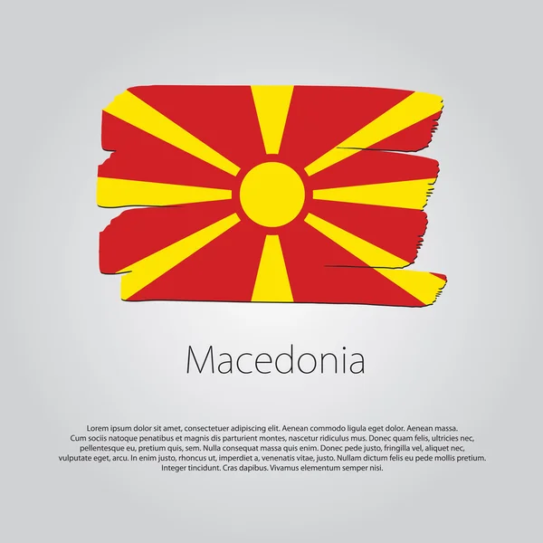 Macedonia Bandera con líneas dibujadas a mano de colores en formato vectorial — Vector de stock