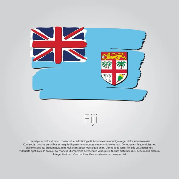 Bandera de Fiji con líneas dibujadas a mano de color en formato vectorial — Archivo Imágenes Vectoriales