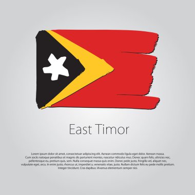 Vektör Biçiminde renkli el çizgileri olan Doğu Timor Bayrağı