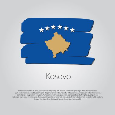 Kosova bayrağı renkli el ile çizilmiş çizgiler Vektör formatında