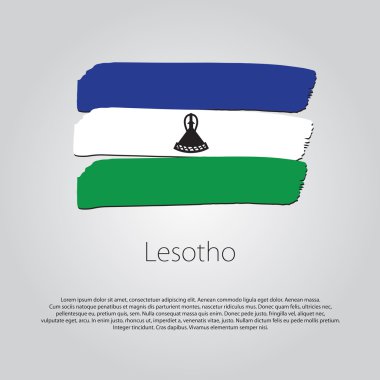 Lesoto bayrağı renkli el ile çizilmiş çizgiler Vektör formatında