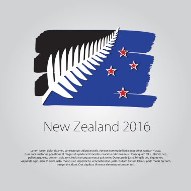 Yeni Zelanda 2016. Bayrak renkli el ile çizilmiş çizgiler Vektör formatında