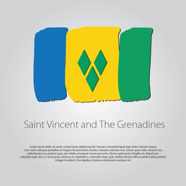 Saint Vincent ve Grenadines Bayrağı, renkli el çizgileri ile Vektör Biçiminde