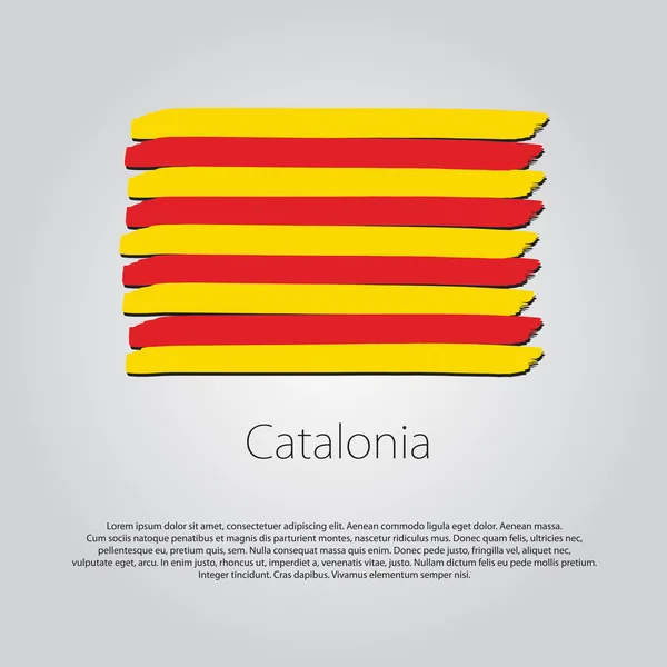 Bandera de Cataluña con líneas dibujadas a mano de colores en formato vectorial — Archivo Imágenes Vectoriales