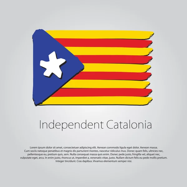 Unabhängiges Katalonien Flagge mit farbigen, handgezeichneten Linien im Vektorformat — Stockvektor