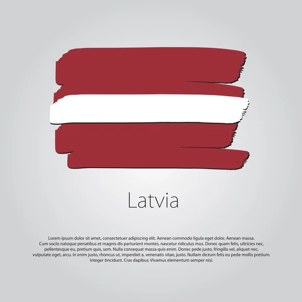 Bandera de Letonia con líneas dibujadas a mano de color en formato vectorial — Vector de stock