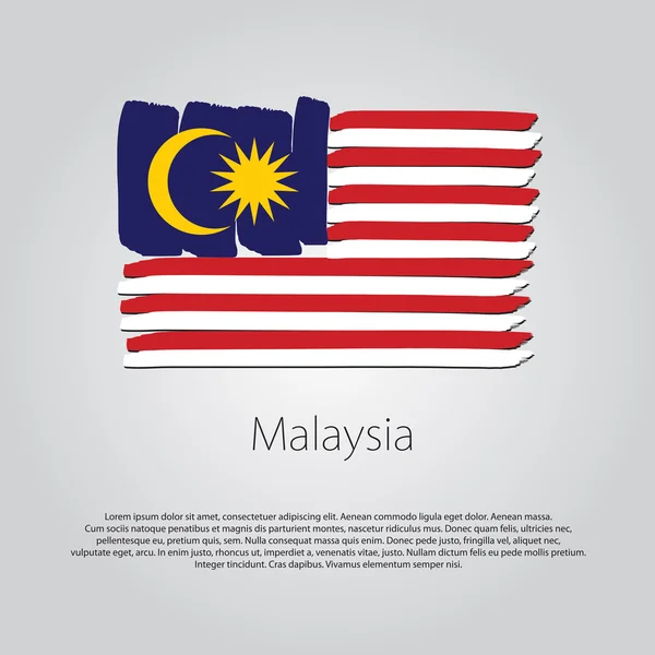 Malaysia Flag with colored hand drawn lines in Vector Format — Stock Vector