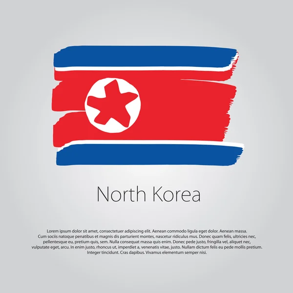 Bandeira da Coreia do Norte com linhas desenhadas à mão coloridas em formato vetorial — Vetor de Stock