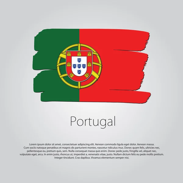 Bendera Portugal dengan garis gambar tangan berwarna dalam Formasi Vektor - Stok Vektor