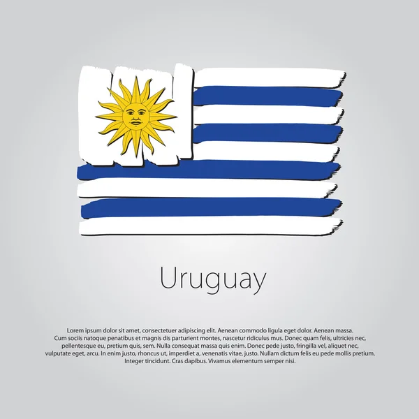 Drapeau d'Uruguay. avec des lignes dessinées à la main colorées au format vectoriel — Image vectorielle