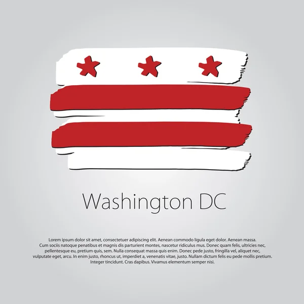 Washington DC Drapeau avec des lignes dessinées à la main colorées au format vectoriel — Image vectorielle