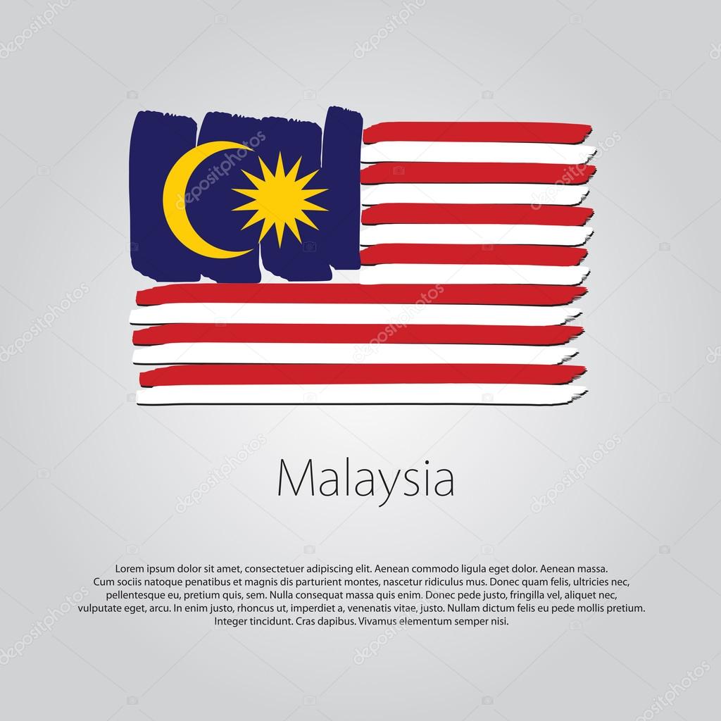 Malaysia Flag with colored hand drawn lines in Vector Format