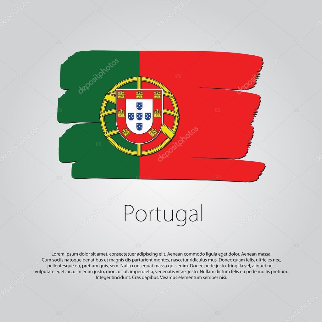 Portugal Flag with colored hand drawn lines in Vector Format