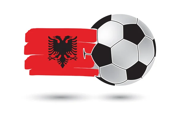 Balón de fútbol y bandera de Albania con líneas dibujadas a mano de colores —  Fotos de Stock