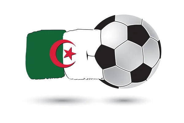 Pallone da calcio e Algeria Bandiera con linee colorate disegnate a mano — Foto Stock