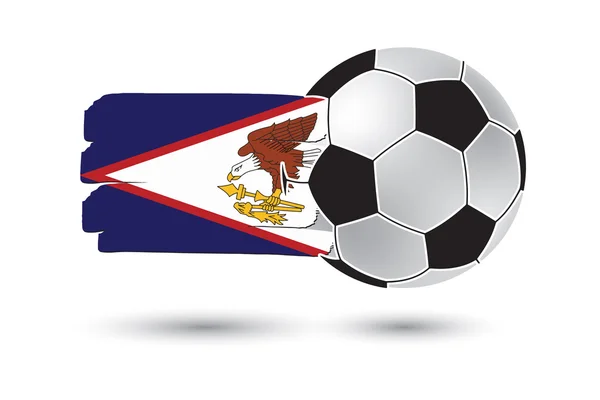 Bola de futebol e bandeira americana de Samoa com linhas desenhadas à mão coloridas — Fotografia de Stock