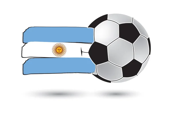 Fotboll och Argentina flagga med färgade hand dras linjer — Stockfoto