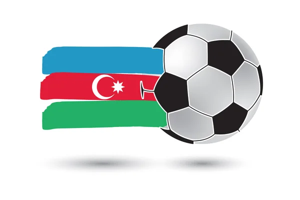Μπάλα ποδοσφαίρου και σημαία του Αζερμπαϊτζάν με χρωματιστά χέρι αντληθούν γραμμές — Φωτογραφία Αρχείου