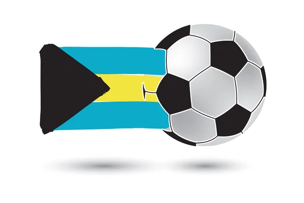 Футбольный мяч и флаг Багамских Островов с цветными ручными линиями — стоковое фото