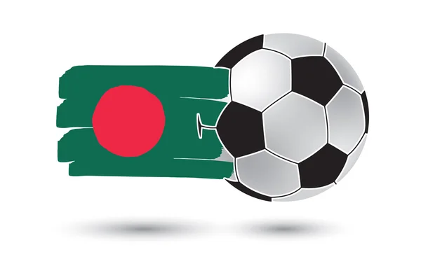 Pallone da calcio e Bangladesh Bandiera con linee colorate disegnate a mano — Foto Stock