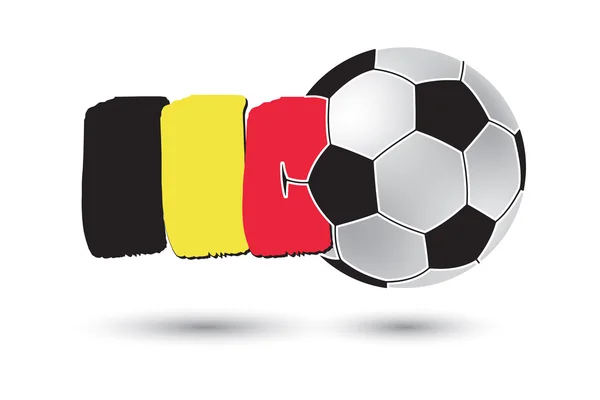 Pallone da calcio e Belgio Bandiera con linee colorate disegnate a mano — Foto Stock
