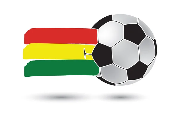 Pallone da calcio e Bolivia Bandiera con linee disegnate a mano colorate — Foto Stock