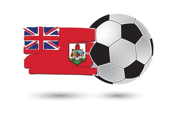 Balón de fútbol y bandera de las Bermudas con líneas dibujadas a mano de colores — Foto de Stock