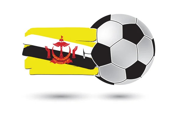 Футбольний м'яч і прапор Брунею з кольоровими боку звернено ліній — стокове фото
