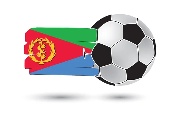 Pallone da calcio e bandiera eritrea con linee colorate disegnate a mano — Foto Stock