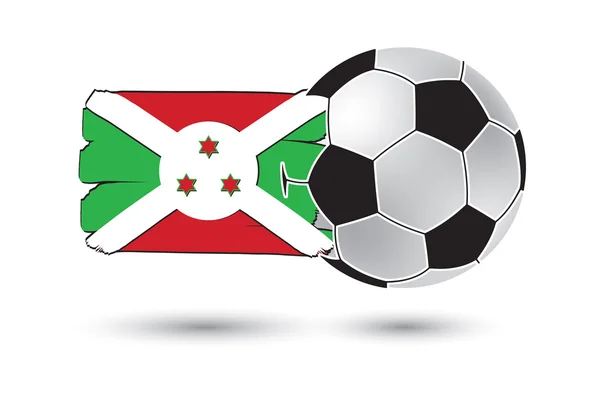 Pallone da calcio e Burundi Bandiera con linee colorate disegnate a mano — Foto Stock