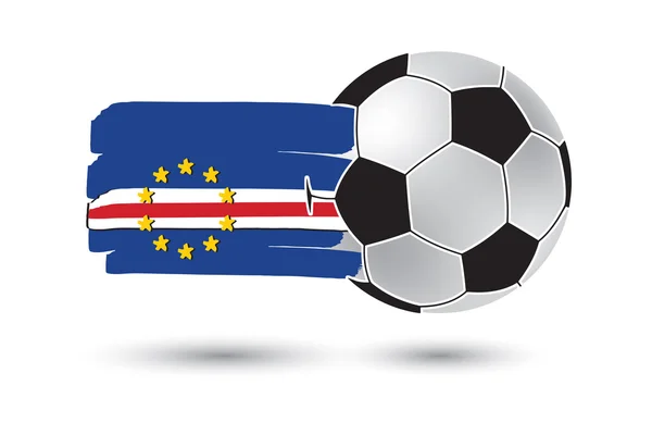 Bola de futebol e bandeira de Cabo Verde com linhas desenhadas à mão coloridas — Fotografia de Stock