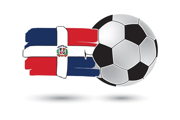 Pallone da calcio e Repubblica Dominicana Bandiera con linee colorate disegnate a mano — Foto Stock