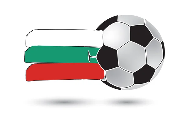 Pallone da calcio e Bulgaria Bandiera con linee disegnate a mano colorate — Foto Stock