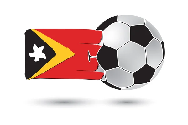 Fotboll och East Timor flagga med färgade hand dras linjer — Stockfoto