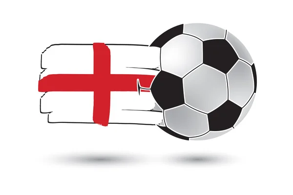 Futbol topu ve İngiltere bayrağı renkli el ile çizilmiş çizgiler — Stok fotoğraf