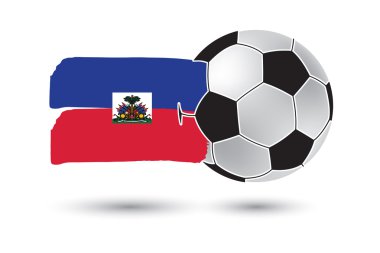 Futbol topu ve Haiti bayrak renkli el ile çizilmiş çizgiler