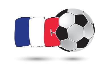 Futbol topu ve Fransa bayrağı renkli el ile çizilmiş çizgiler