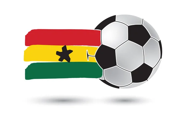Pallone da calcio e bandiera del Ghana con linee disegnate a mano colorate — Foto Stock