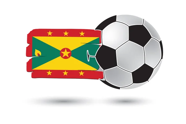 Fotboll och Grenada flagga med färgade hand dras linjer — Stockfoto