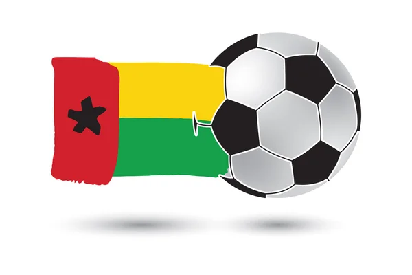 Pallone da calcio e Bandiera Guinea Bissau con linee colorate disegnate a mano — Foto Stock