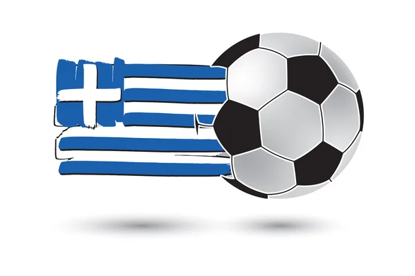Balón de fútbol y bandera de Grecia con líneas dibujadas a mano de colores — Foto de Stock