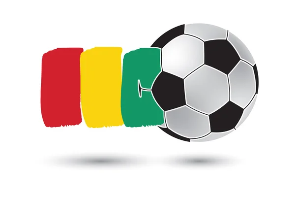 Voetbal en Guinee vlag met gekleurde hand getrokken lijnen — Stockfoto