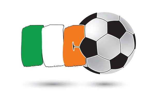 Soccer ball and Ireland Flag with colored hand drawn lines — Stock Photo, Image
