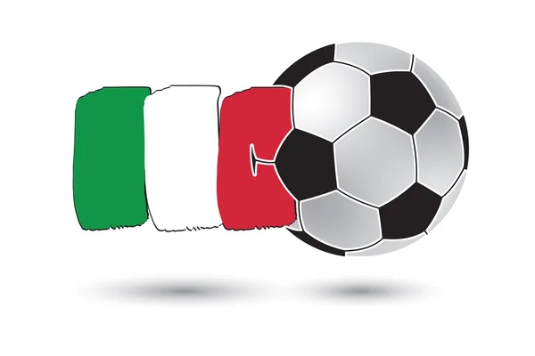 Fußball und italienische Flagge mit farbigen, handgezeichneten Linien — Stockfoto