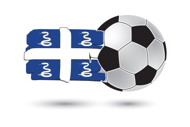 Futbol topu ve renkli el ile Martinique bayrak hatları çizilmiş